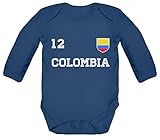  ShirtStreet Colombia Fußball WM Fanfest Gruppen Strampler Bio Baby Body Bodysuit langarm Jungen Mädchen Trikot Kolumbien, Größe: 3-6 Monate,Nautical Navy