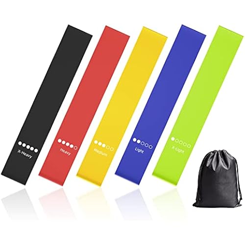 AITUSI Resistance Bands, Exercise Workout Loop Bands for Legs Arms, 5 Set of Different Resistance Levels Elastic Bands for Women and Men for Yoga, Gym, Training, with Carry Bag and Instruction Guide