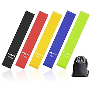 Resistance Stretch Loop Fitness Workout Bands for Exercise Working Out Physical Therapy, 5 Set of Different Resistance Levels Elastic Bands with Carry Bag and Instruction Guide