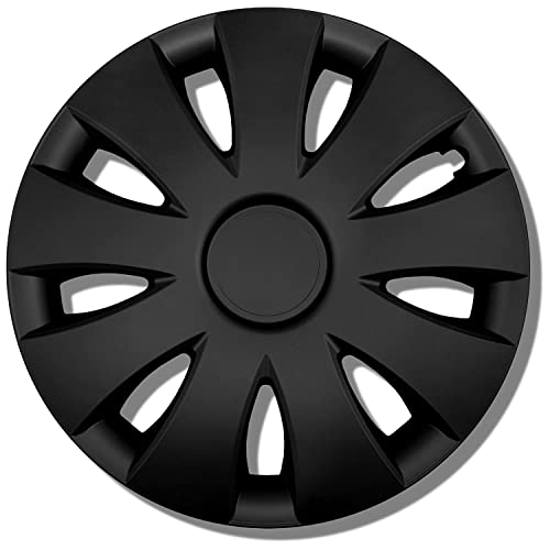 Copricerchi nero da 15 pollici, set da 4 copricerchi Aura, per la maggior parte delle marche di auto e cerchioni in acciaio, tappi decorativi in nero o argento