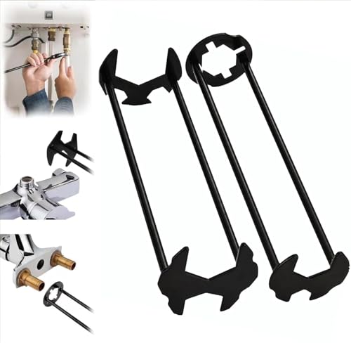 2 Pcs Multifunctional Sink Wrench 2026 New Sink Wrench Faucet Tool Plumbing Tool Under BasinSink FaucetWrench Tight Spaces for Kitchen and Bathroom
