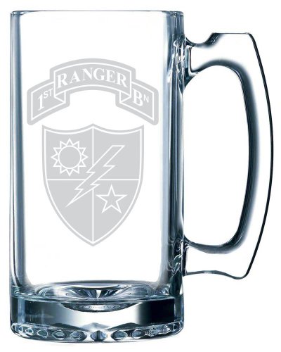 Vaso para cerveza de vidrio grabado militar 25 oz miniatura 1