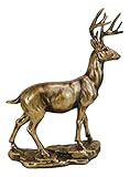 Ebros Gift Wildlife 10 Point Trophy Buck Stag Deer Statue in Gold Patina Finish 11.25' H Outdoor Hunter Whitetail Deers Decorative Figurine Cabin Lodge Rustic Sculpture of Stags Does