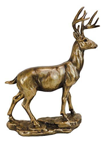 Ebros Gift Wildlife 10 Point Trophy Buck Stag Deer Statue In Gold Patina Finish 11.25" H Outdoor Hunter Whitetail Deers Decorative Figurine Cabin Lodge Rustic Sculpture Of Stags Does #TOP1