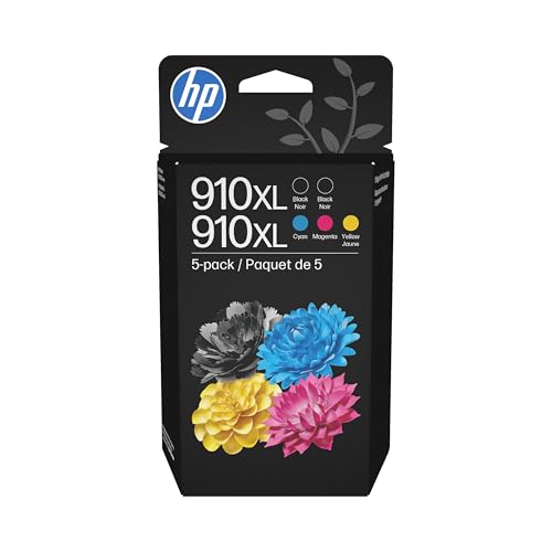 HP Original 910XL Black, Cyan, Magenta, Yellow High-Yield Ink Cartridges (5-Pack) | Works OfficeJet 8010, 8020 Series OfficeJet Pro 8020, 8030 Series | Eligible for Instant Ink | 6ZA58AN