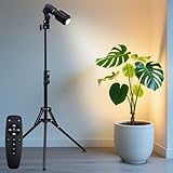 XINCLING Spot Lights Indoor Tall, 22-63.5β Adjustable Tripod & 10W E26 Replaceable 15Β° to 60Β° Zoomable Floor Spotlight Indoor, Dimmable 6000K Up Light with Remote, Aluminum Plant Grow Light, Black