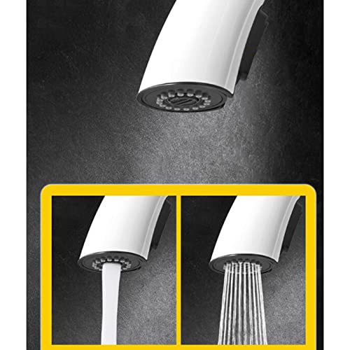 Robinet de cuisine blanc avec douchette extractible et mitigeur en laiton pivotant - 7