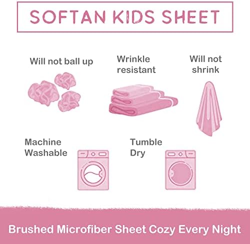 Softan Bed Sheet Set for Kids Girls, Twin Size Kids Sheets Microfiber Kids Fitted Sheet, Breathable & Silky Soft Feeling Kids Sheet Set 3 PCs Purple Love Heart Rainbow Kids Twin Bed Sheet 7 41RBaPTgLBL. AC