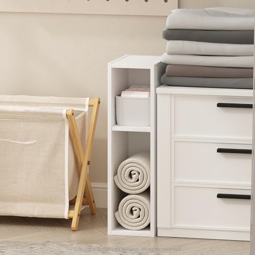 Image of Furinno Reed 2-Tier Closet Organizers and Storage, Closet Organizer, Open Shelf Closet Storage, for Wardrobe, Bedroom, Living Room, 6-Inch Width, White