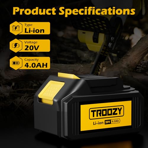TROOZY 20V Lithium Battery Compatible with Makita Power Tools, 4.0Ah Rechargeable Batteries with Led Indicator, Portable Outdoor Power Equipment Accessories Replacement - Thumbnail 5