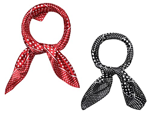 Allegra K 2Pcs 50cm Women Satin Printed Square Kerchief Hair Wrap Neck Scarf 50 * 50cm/19.69 * 19.69