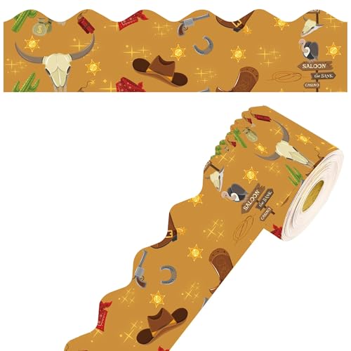 Cowboy Bulletin Board Borders 36Ft Borders Colorful Western Cowboy Theme Border Die-Cut Wall Window Door Decor for School Classroom Office Party Chalkboard Whiteboard Wall Door Cutouts