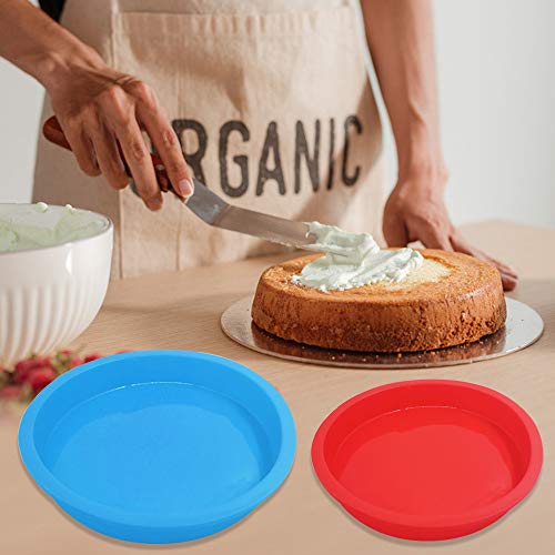Silicone Cake Pan,DanziX Round Baking Mold 6 Inch and 8 Inch Non-Stick Reusable Bakeware Pan-Red and Blue