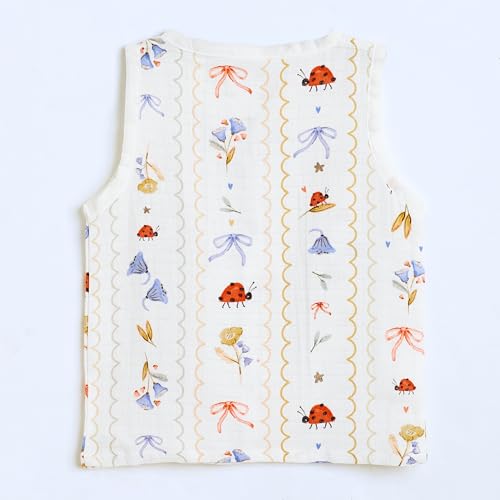 Image of The Boo Boo Club Organic Cotton Baby Jhabla | Pack of 4 Newborn Sleeveless Jabla | Newborn Infant Summer Wear | Soft & Breathable Muslin Fabric | Easy Button Closure Vest