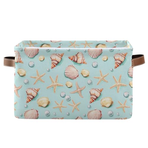 Image of Wamika Citrus Lily Flowers Storage Basket with Waterproof Liner and PU Handles Orange Turquoise Storage Bins Boxes 14.2 inch Collapsible Decorative Organizer Baskets for Bedroom Closet Office 1 Pack