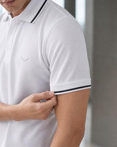 Image of NOBERO Men's Travel Polo T-Shirt | Premium Cotton Stretch Fabric | Anti-Odor & Water-Repellent | UPF 50+ Sun Protection | Regular Fit Polo Collar Casual Wear