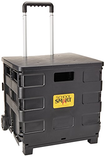 School Smart Letter Size Folding File Cart with Handle, 11 x 11 x
