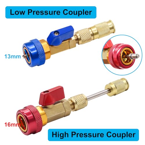 Image of TWTADE R134A Valve Core Quick Remover Installer Tool Kit - High Low Pressure Car A /C Valve Core Removal Tool, Schrader Valve Stem Cores & Seal Caps for R12 R134a Refrigeration Air Conditioner System