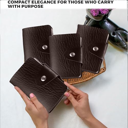 Image of Kraptick Pocket Cards Holder - Compact Lightweight Wallet for Credit and Debit Cards, Multi-Functional Card Organizer, Durable Card Carrier with 16 Slots for Easy Access & Storage (Brown) (Pack of 4)