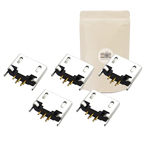 Adaptout 5X Micro Presa Usb 2.0 Femmina Da Saldare - Connettore Per Circuito Stampato Pcb - Presa 5 Poli Pin Marca Francese