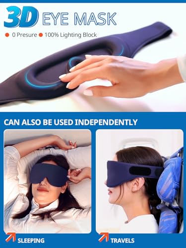 SARISUN Máscara de olho 3D com alça de cabeça de avião, almofada de viagem alternativa para voos lon