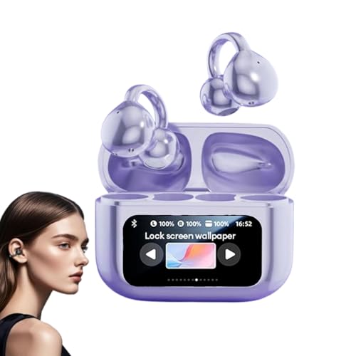 Écouteurs Clip M100 avec écran Tactile audiovisuel, écouteurs Clip CO2, écran Tactile intégré, 13 Fonctions, écouteurs Clip avec Audio visuel (Purple)
