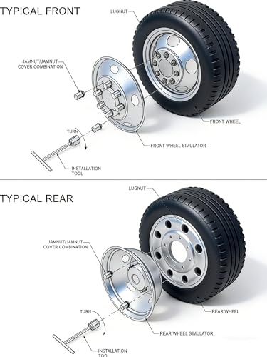 Image of 4pcs 17 Anti Rust Wheel Simulators Fit for 2005-2025 Ford F-350 F350, 8 Lug Waterproof Replacements Bolt On Polished Stainless Steel Dually Hubcaps Wheel Covers with Installation Tool Kit