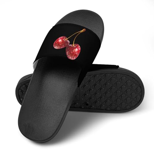 Cherry with Sequin Pattern House Sandals Non-Slip Bathroom Slippers Beach Summer Shoes for Men Women4