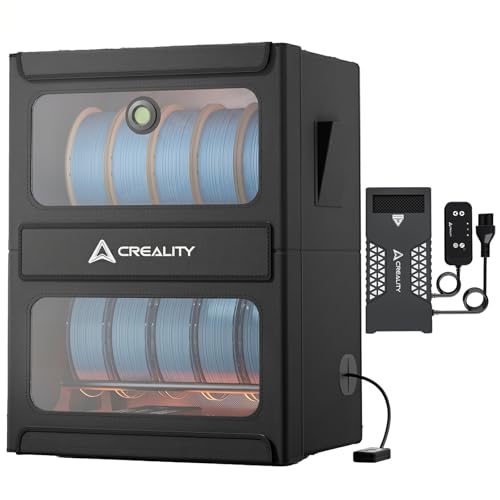 Creality multi-roll filament dryer and storage box with 10 kg capacity — showing the largest cabinet in the set