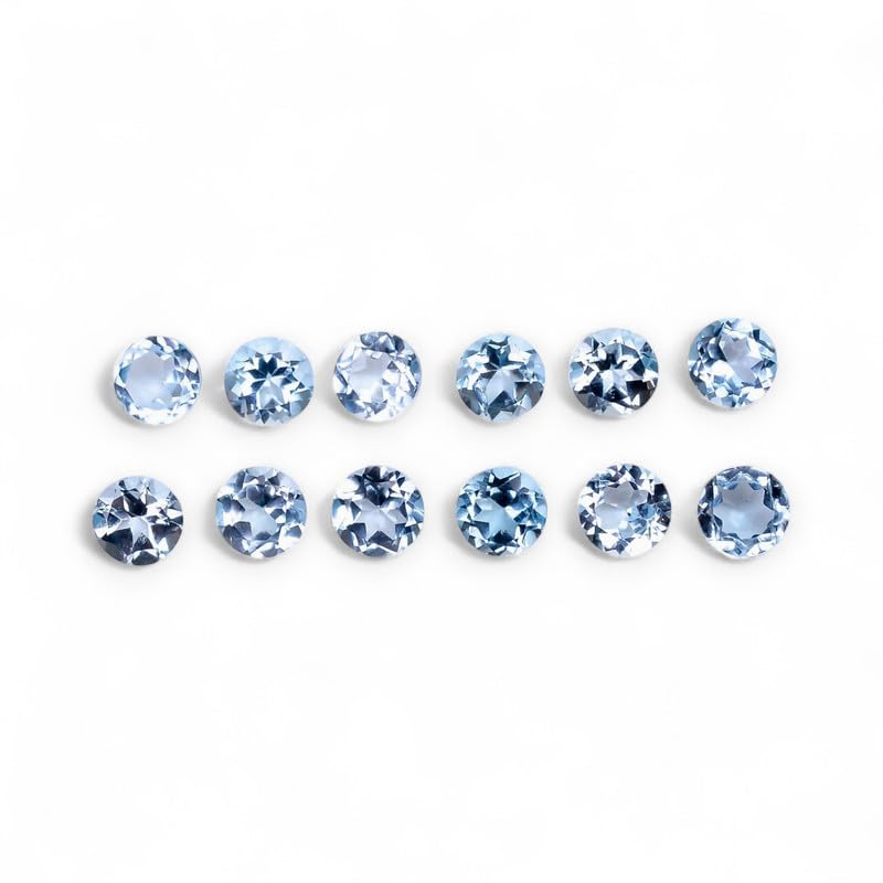 Topaze bleu ciel naturelle taillée avec précision en forme ronde de 1.25mm