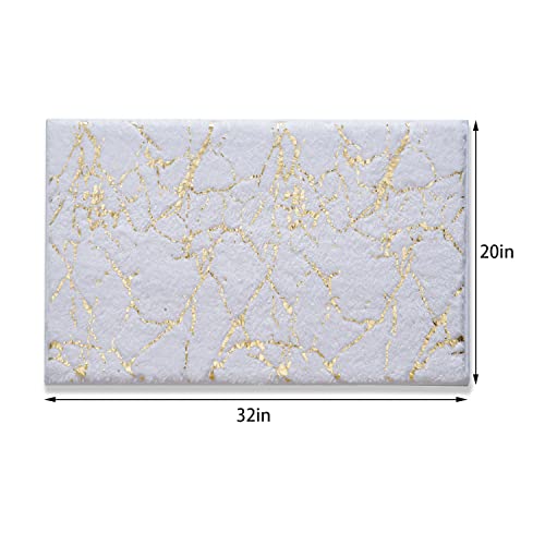 QJHOMO Marble Bathroom Rug White and Gold Decor Bathroom Rugs Non Slip Bath Mat Super Absorbent Microfiber Plush Bathmat Machine Washable Floor Carpet for Tub, Shower, Bedroom (20x32 inch) by QJHOMO - Used condition - Image 2