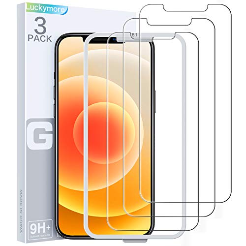 Luckymore Compatible with iPhone 12 Pro Screen Protector, Glass Screen Protector for iPhone 12 6.1 Inch Pack of 3â€¦