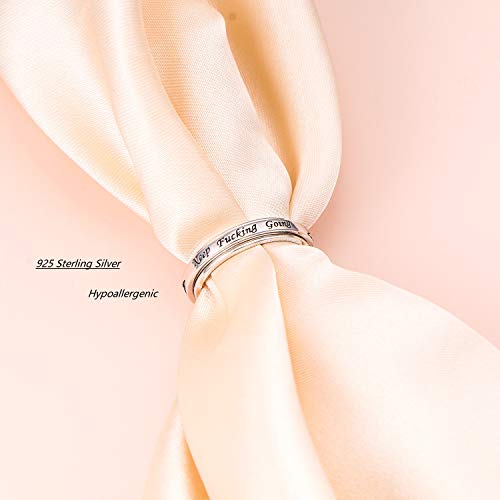 Men Women Spinner Ring 925 Sterling Silver Fidget Rings For Anxiety Stress Relieving Adhd Autism Rings With Message Keep Fucking Going Inspirational Band Ring Size 7 #TOP5