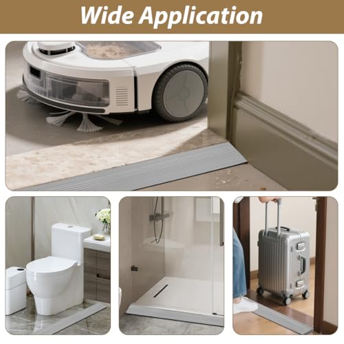 Türschwellenrampen, 100x10x2.5CM Schwellenrampe, rutschfeste Oberfläche, Gummirampe Auffahrrampe Schwellenrampe für Rollstuhl, Kinderwagen, Rollator oder e Scooter (Grau, 2.5)