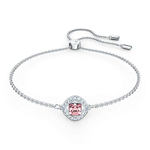 Swarovski Angelic Square Bracelet, with Pink and White Crystals, Rhodium Plated Chain and Bolo Style Adjustable Closure, an Amazon Exclusive