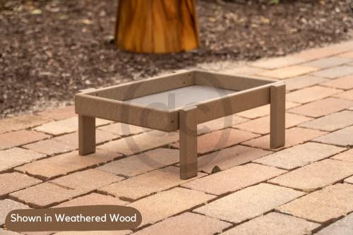Dutchcrafters Plastic Poly Raised Platform Open Ground Feeder Seed Tray For Wild Birds, Outdoor Wildlife Feeder - Amish Made In America (Original, Weathered Wood) #TOP3
