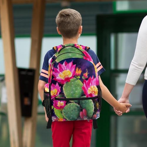 Ensemble de 2 sacs d'école avec motif fleurs de cactus roses multicolore - 6