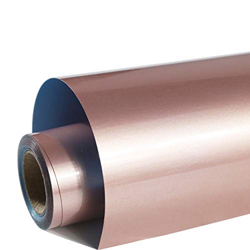 Image of FUNKAKA Heat Transfer Vinyl Rose Golden PU Soft Metal HTV Rolls, 12 inch x 9ft