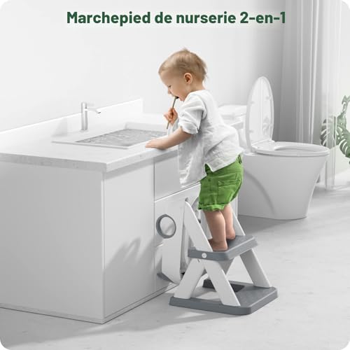 Rabb 1st Reducteur Toilette Enfant, Siège de Toilette pour Enfants Garçons et Filles, 2 en 1 Rehausseur Filles Garçons, Coussin Non-éclaboussures et Antidérapant, Tabouret d'escalier – vue 6