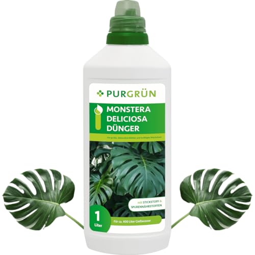 Preisvergleich Produktbild Purgrün Monstera-Deliciosa-Dünger / Schnell wirksame mineralische Rezeptur / Premium-Flüssigdünger mit Spurennährstoffen / NPK 10+4+6 / Stärkt die Widerstandskraft / Für sattgrüne Blätter / 1 Liter