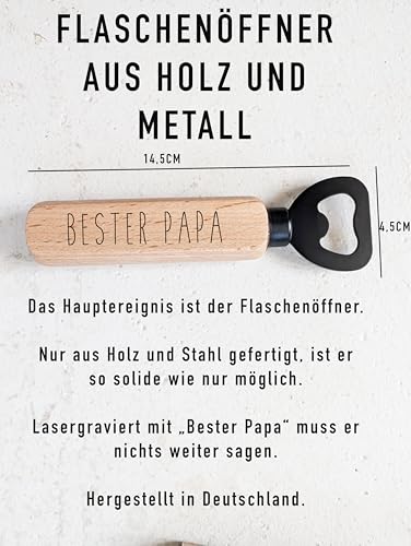Geschenk für Papa - Der beste Papa der Welt Flaschenöffner und Holzplakette Vatertag Geburtstag