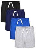 Resinta 4 Pack Toddler Boy Cotton Shorts Boys Casual Shorts Pull-on Shorts Soft Baby Boy Shorts for Summer, 9-10 Years