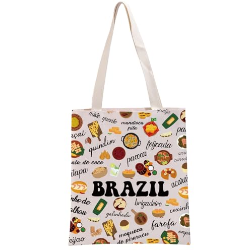 G2TUP Presente para amantes do Brasil, sacola de comida do Brasil, bolsa de mão para viagem de férias no Brasil, pratos tradicionais brasileiros, presente, Brazil Food Tb, Medium