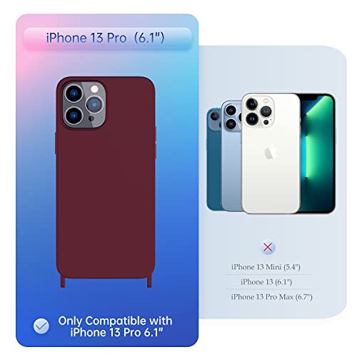 Image of Compatible with iPhone 13 Pro Case with Lanyard Crossbody iPhone Case with Strap 13 Pro Adjustable Shockproof Drop Protection Silicone Phone Cover for iPhone 13 Pro 6.1'' Plum