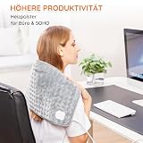 Heizkissen mit Abschaltautomatik 1,5 Stunden für Rücken Nacken Schulter Elektrisch Wärmekissen 10 Stufen Temperaturstufen Schnell Heiztechnik, 30x60cm, Grau