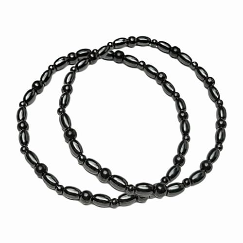 VIKI LYNN 2 Pcs Hematite Magnetic Anklets for Women and Men Hematite Magnetic Stone Beads Adjustable Magnetic Anklets Wristband Dainty Jewelry Gift for Mom, Dad, Wife, Friend, Couple