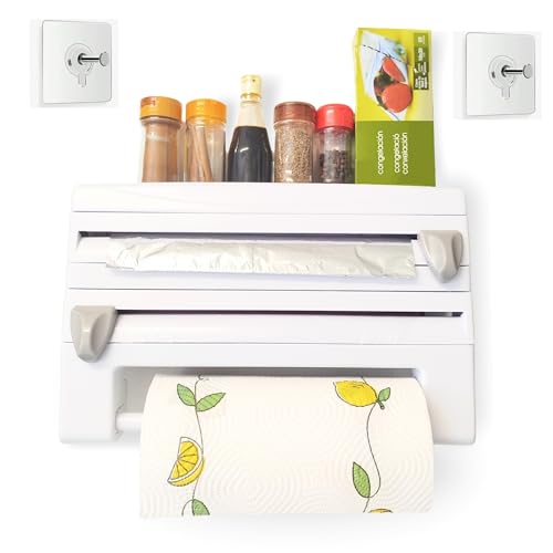 Portarrollos Papel Cocina 3En1 Sin Taladro – Dispensador De Papel De Cocina, Film Y Aluminio. Soporte Porta Rollos de Cocina Compacto y Resistente con Montaje Adhesivo. (Blanco) Portarrollos Papel Cocina 3En1 Sin Taladro – Dispensador De Papel De Cocina, Film Y Aluminio. Soporte Porta Rollos de Cocina Compacto y Resistente con Montaje Adhesivo. (Blanco)