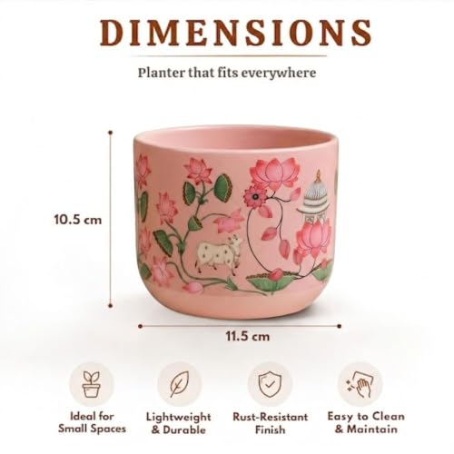 Image of Urban Upvan Decorative Terracotta Tradition Lotus Planter Pot for Home & Garden | Indoor Outdoor Flower Pot for Balcony, Living Room, Office & Table Decor (Pack of 1)