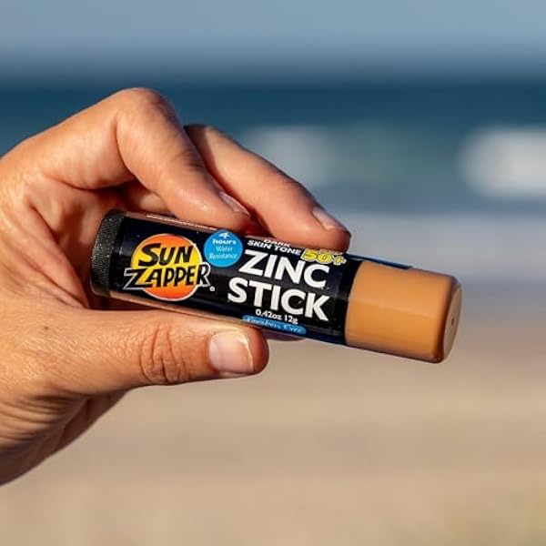 Sun Zapper Medium Skin Tone Original Zinc Stick SPF 50 + оксид цинка, Минеральный солнцезащитный стик для лица - тонированный солнцезащитный крем для легенд с более темным тоном кожи, сделано в Австралии