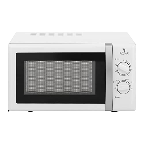 Foto von Royal Catering RC-MV-03 Mikrowelle 20 L 900 W eckiger Türgriff 6 Leistungsstufen weiß Mikrowellengerät Mikrowellenherd